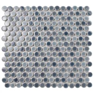 Hudson Penny Round Stillwater 12 in. x 12-5/8 in. Porcelain Mosaic Tile (10.7 sq. ft./Case)