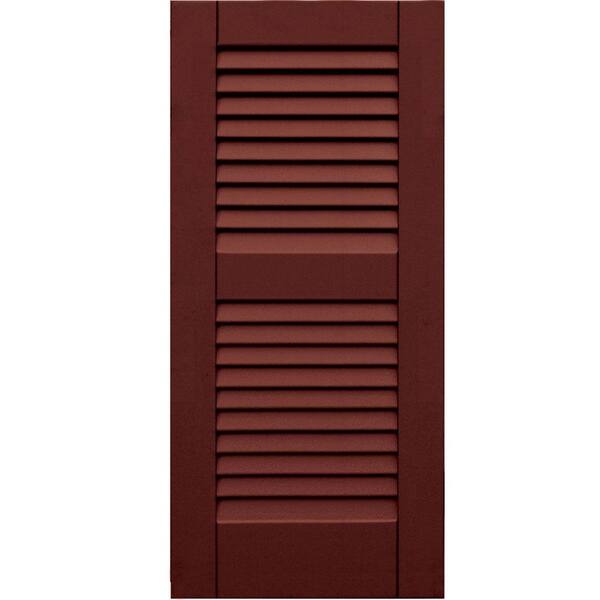 Winworks Wood Composite 15 in. x 33 in. Louvered Shutters Pair #650 Board and Batten Red