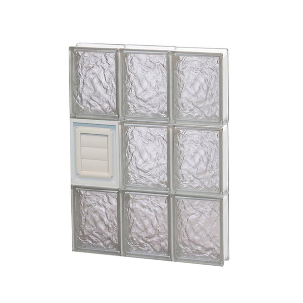 Clearly Secure 17.25 in. x 23.25 in. x 3.125 in. Frameless Ice Pattern Glass Block Window with Dryer Vent