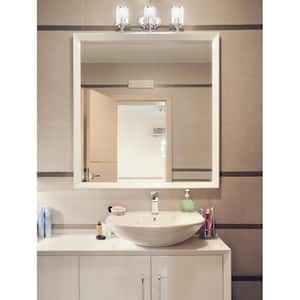 Essence 23.25 in. 3-Light Satin Platinum Transitional Vanity with Frosted and Clear Edge Glass Shades