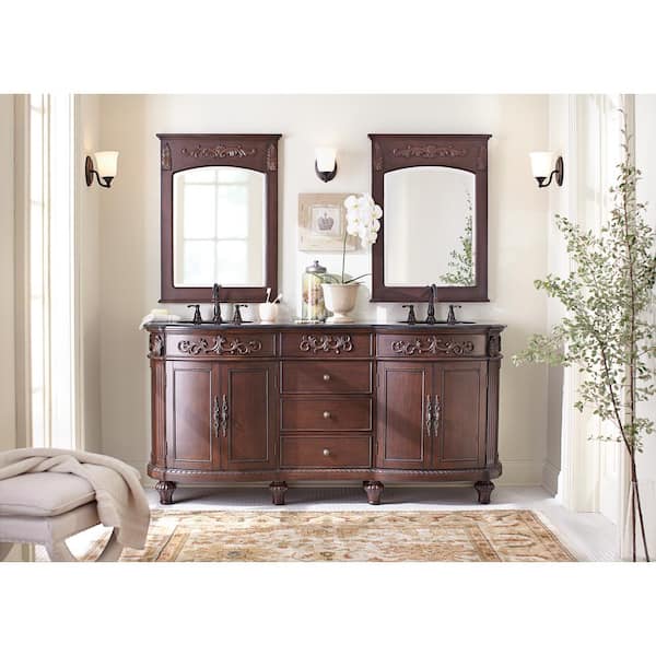Chelsea 22 in. W x 32 in. H Rectangular Wood Framed Wall Bathroom Vanity Mirror in Antique Cherry
