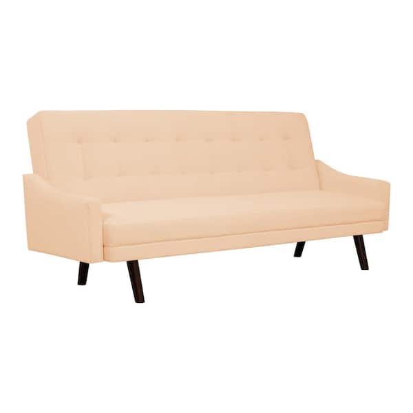 Handy Living Oakland Pale Nude Pink Velvet Click Clack Futon Sofa Bed