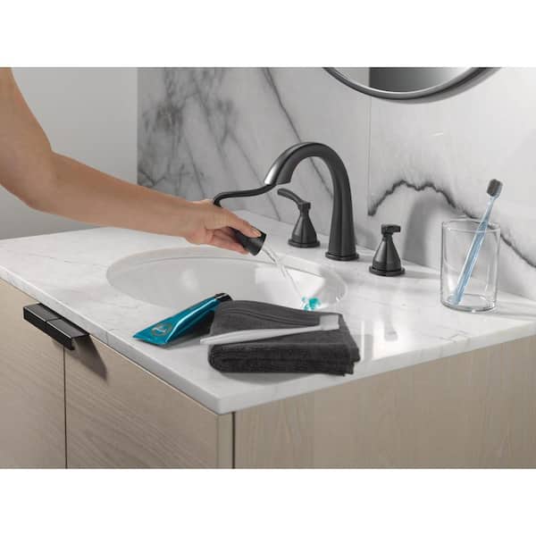 Stryke 8 in. Widespread Double-Handle Bathroom Faucet with Pull-Down Spout in Matte Black