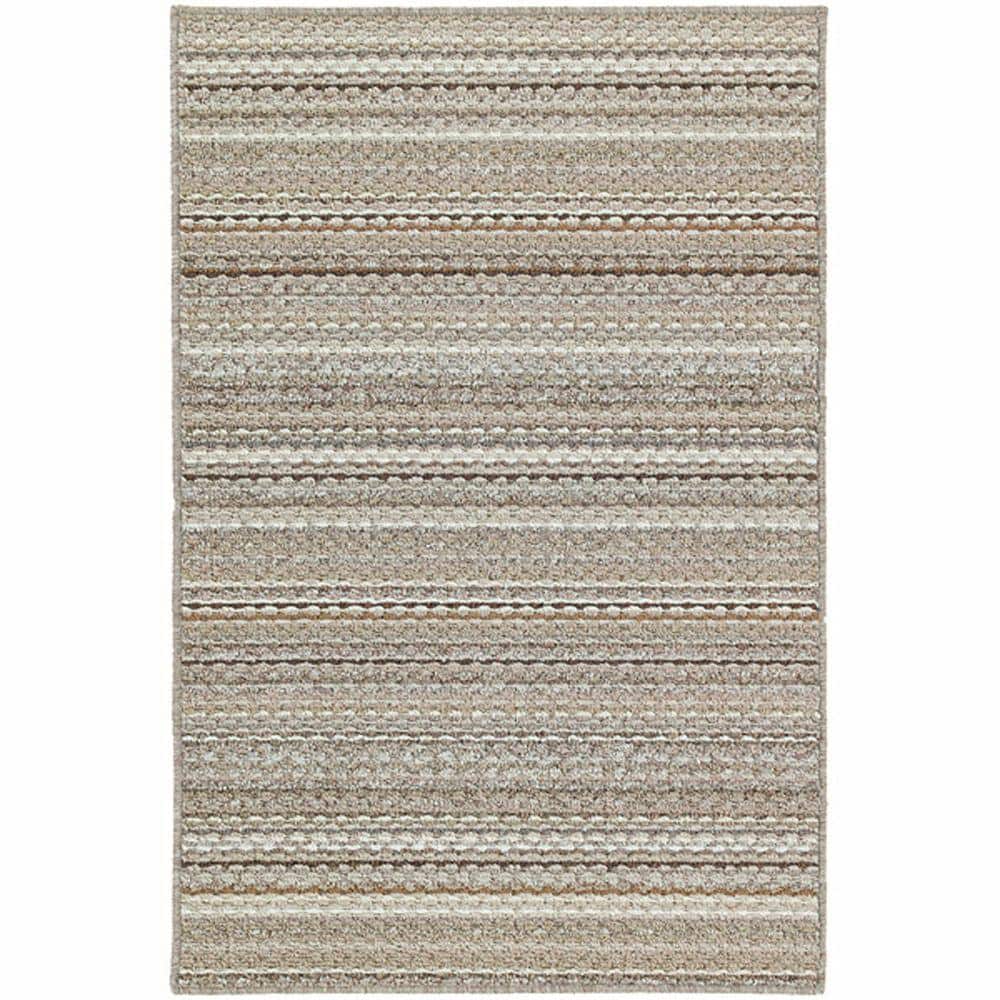 Carnival Earthtone Stripe Tufted 3' x 5' Synthetic Area Rug