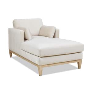 Knox 65 in. Modern Farmhouse Performance Velvet Indoor Living Room Chaise Lounge Sofa Couch Chair in French Beige