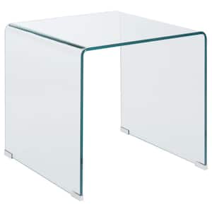 22 in. Clear Square Glass End Table