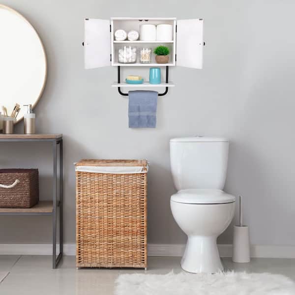 Excello 17-in. W x 21-in. H x 7-in. D Barndoor Bathroom Wall Cabinet in White