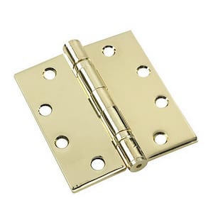 4 in. x 4-1/2 in. Polished Brass Full Mortise Ball Bearing Butt Hinge with Removable Pin (3-Pack)