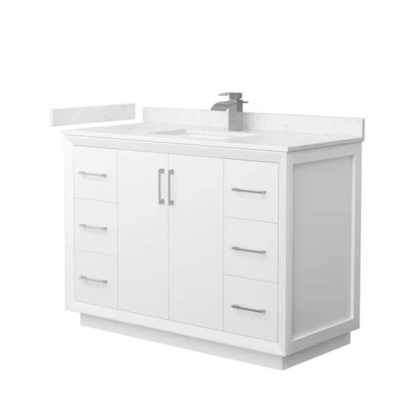 Wyndham Collection Strada 48 in. W x 22 in. D x 35 in. H Single Bath Vanity in White with Carrara Cultured Marble Top