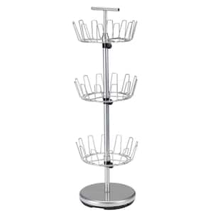 38 H 18-Pair 3-Tier Silver Metal Shoe Rack