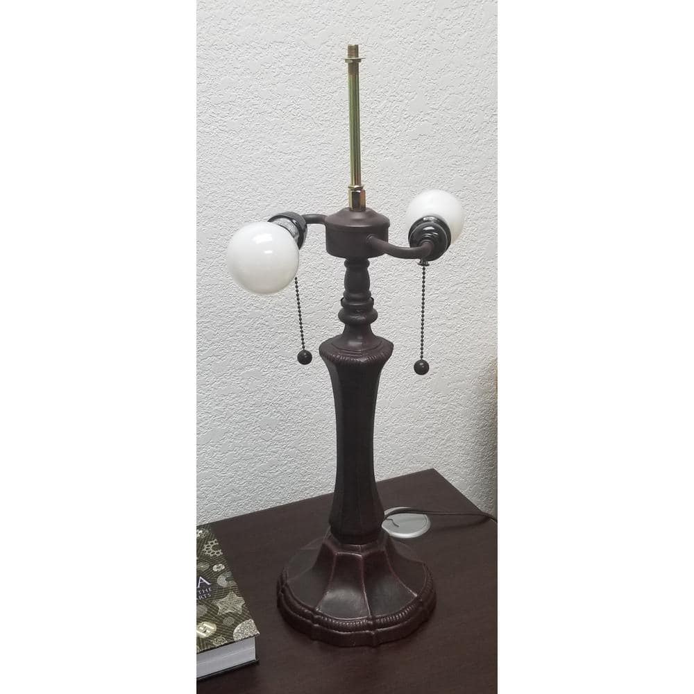 23" Bronze Tiffany Style Stained Glass Table Lamp