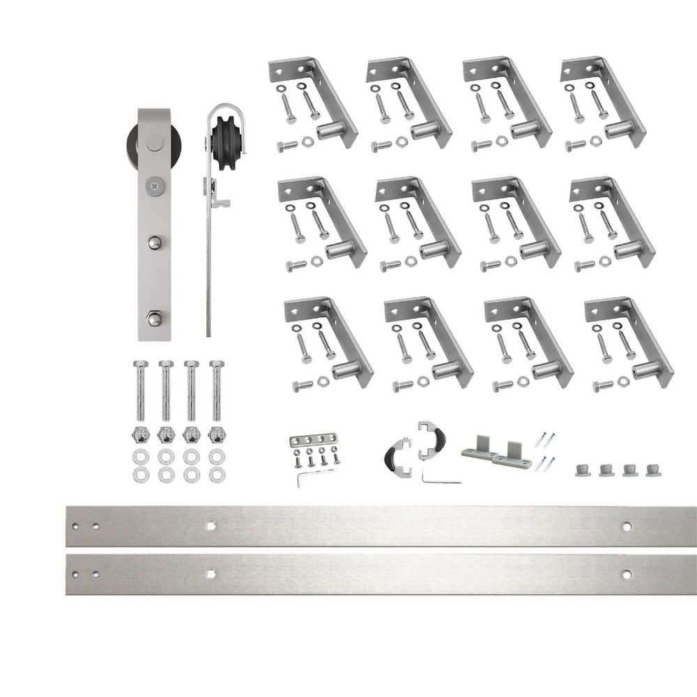 16 ft. /192 in. Brushed Nickel Ceiling Mount Non-Bypass Sliding Barn Door Track and Hardware Kit for Single Door price history on PriceWatchPro