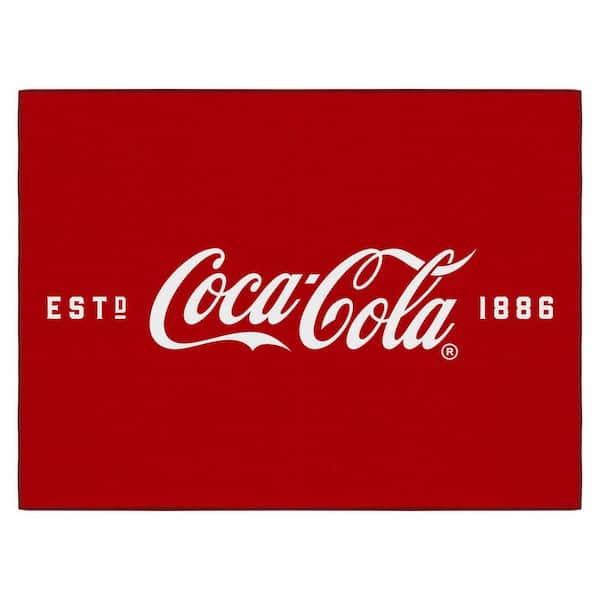 Ottomanson Red 2 ft. x 3 ft. Entryway Mat Man Cave Decor Bedroom Coca-Cola Logo Non-Slip Area Rug