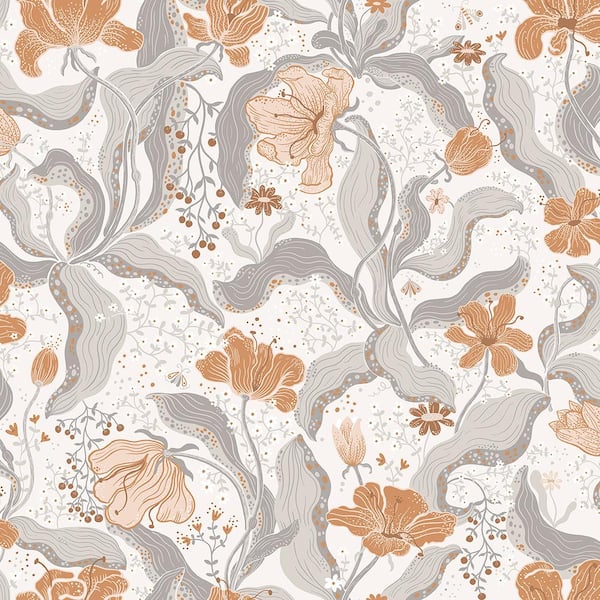 A-Street Prints Bodri Grey Tulip Garden Wallpaper Sample