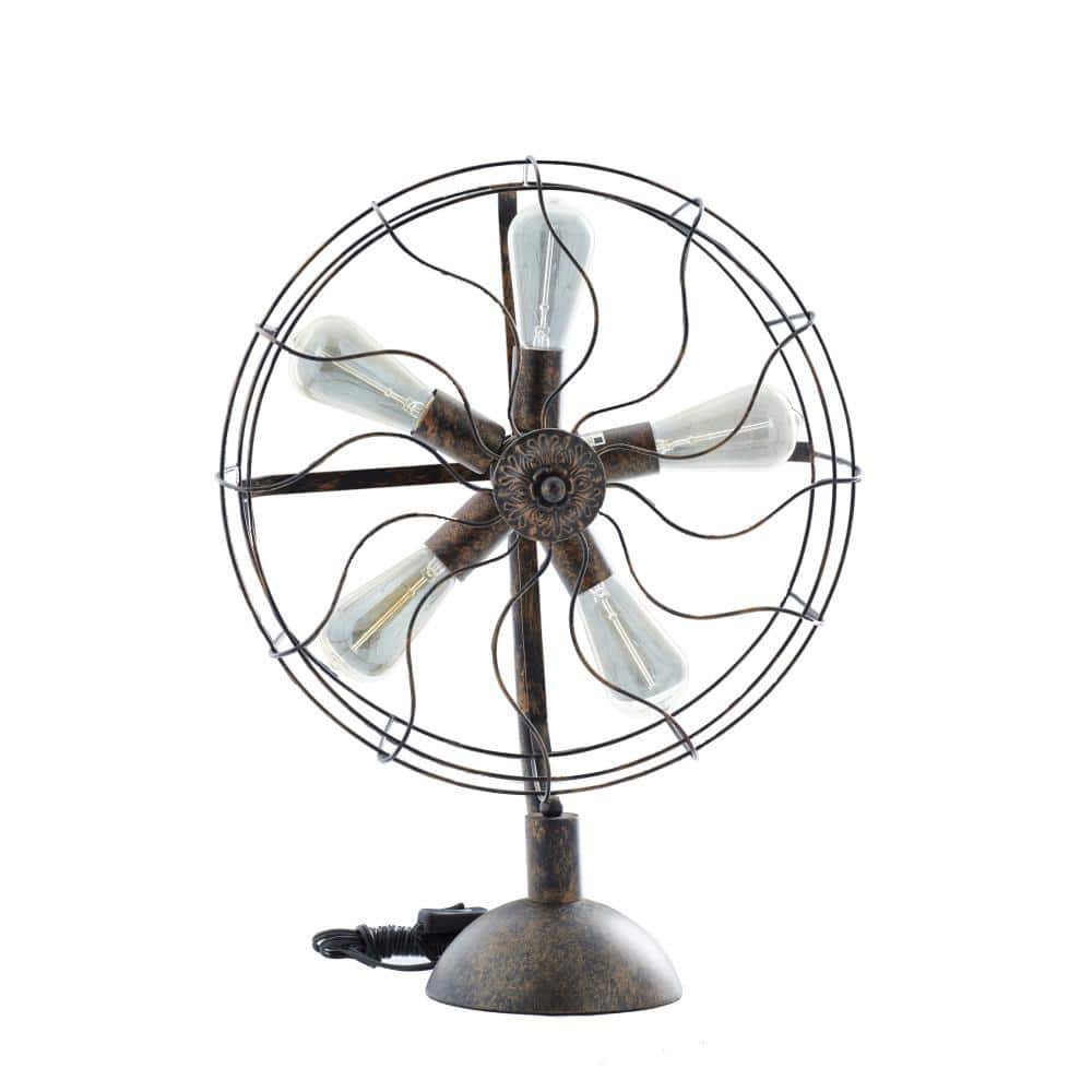 Bronze Vintage Fan Shape 5 Light Industrial Nightstand Lamp
