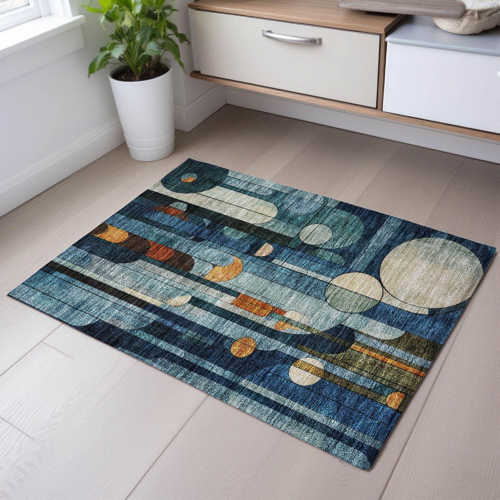 Mayfield Premium Machine Washable Abstract AMF1125 Blue 2 ft. x 3 ft. Area Rug price history on PriceWatchPro