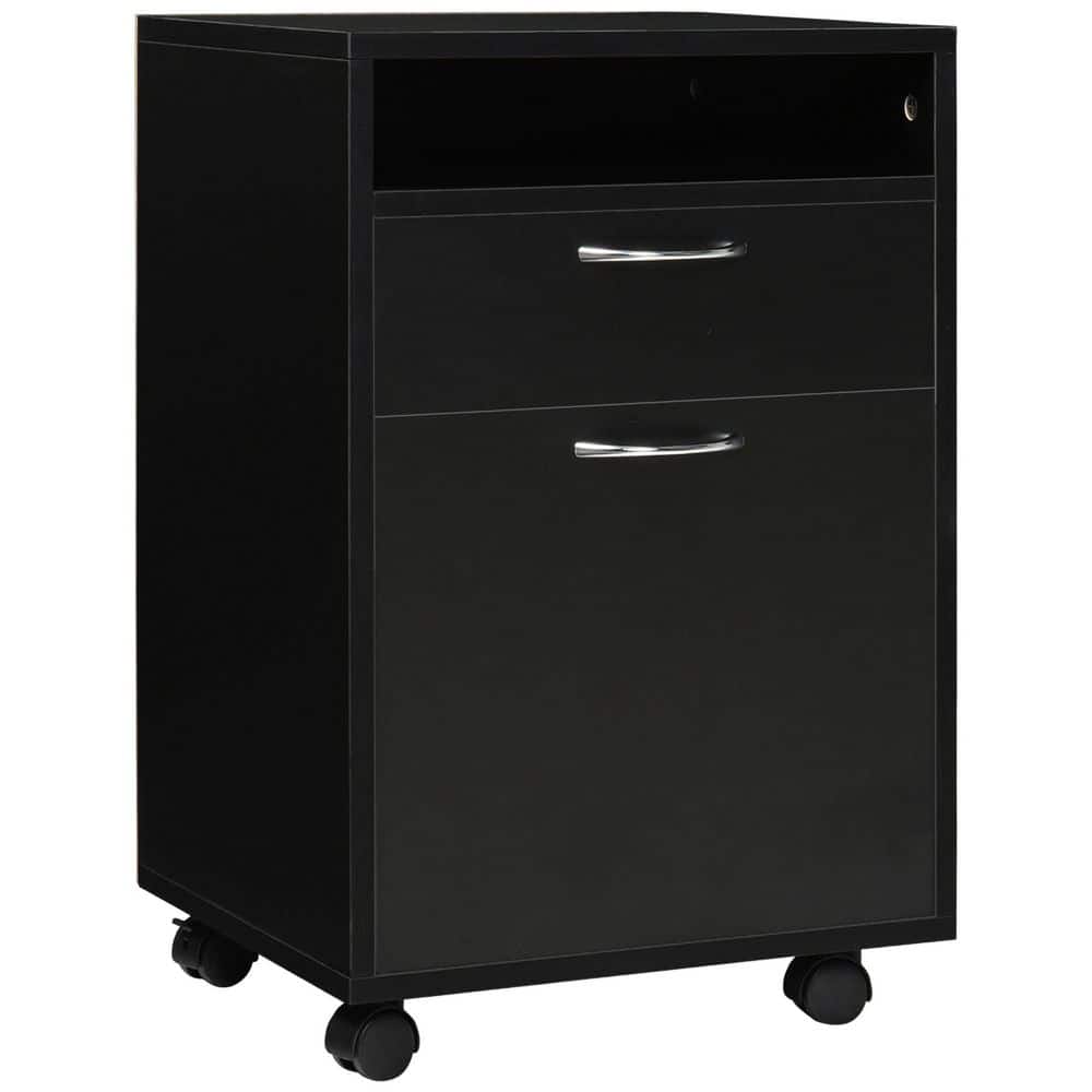 Black 23.60 in. Accent Cabinet Office Storage with 1 Shelf and Drawer Cabinet Casters for Home Office price history on PriceWatchPro