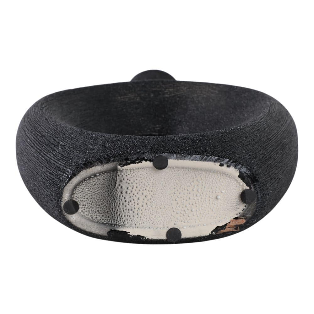 Black Ceramic Beaded Oval Vase with Cut-Out Design
