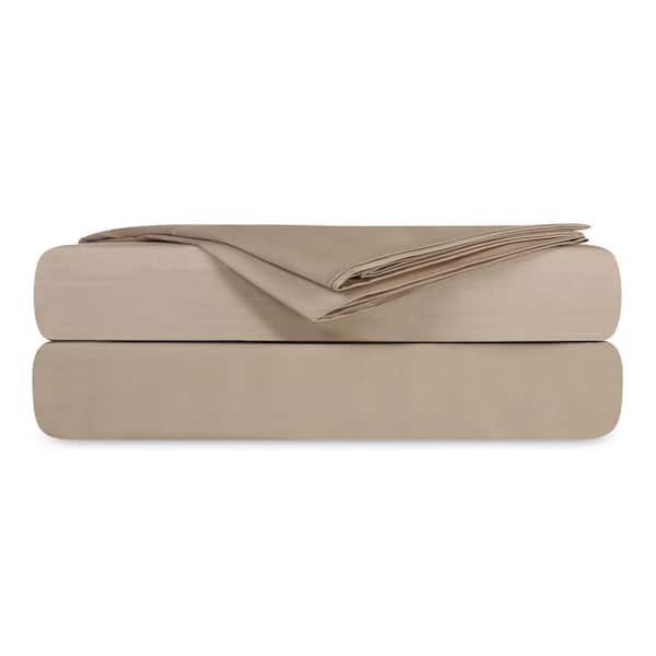 Delara 4-Piece Set Natural Solid 100% Organic Cotton Sheets sets, Cal King, Smooth and Breathable, Super Soft Sheet Sets