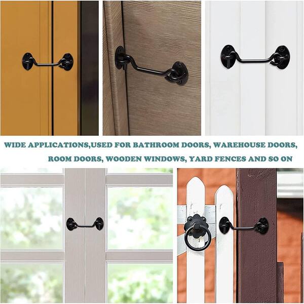 thumbnail interactive-video image 1 of 2-Pack Barn Door Hook Latches - Black Rust-Resistant Metal Lock For Sliding Doors & Windows 1 of 14