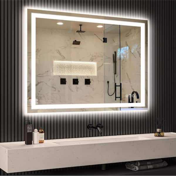 imperiol 32 in. W x 24 in. H Rectangular Frameless Anti-Fog LED Light Wall Bathroom Vanity Mirror