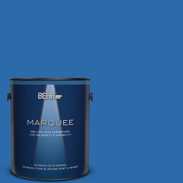 BEHR MARQUEE 1 gal. #MQ4-24 Electric Blue One-Coat Hide Satin Enamel Interior Paint & Primer