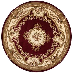 Traditional Morrocan Red/Ivory 8 ft. x 8 ft. Round Area Rug