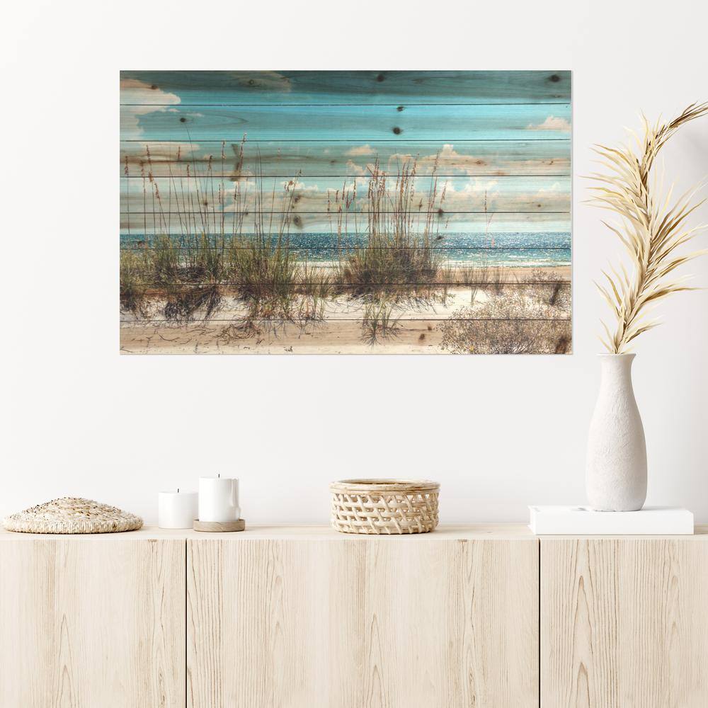 Beach Sand Dunes Coastal Print on Planked Wood Wall Art