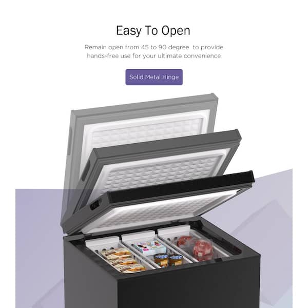 22 in. W, 5.0 cu. ft., Manual Defrost Chest Freezer Free-Staning Top Door Freezer in Black