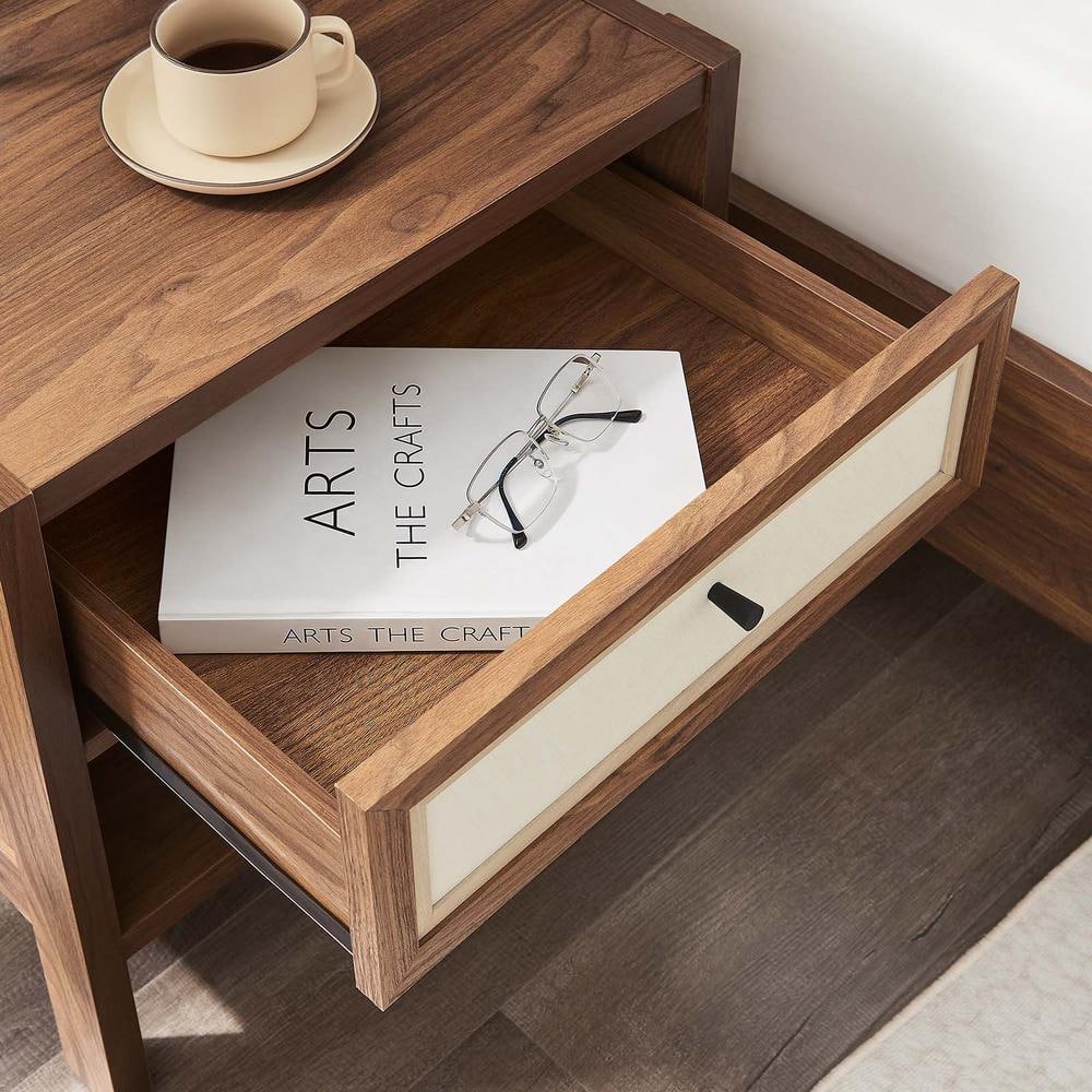 Capri Walnut Wood Grain Nightstand with Linen Drawer