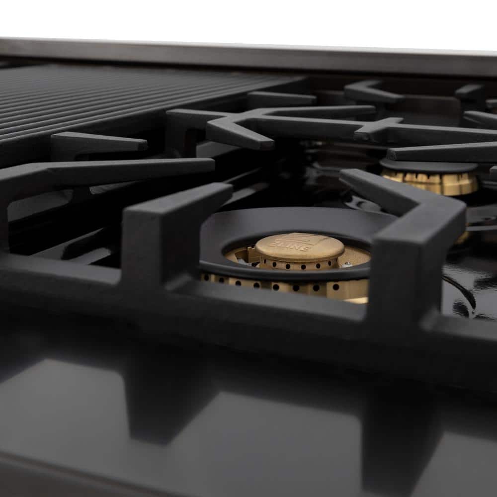 ZLINE 48" Black Stainless Steel Gas Cooktop with 7 Burners