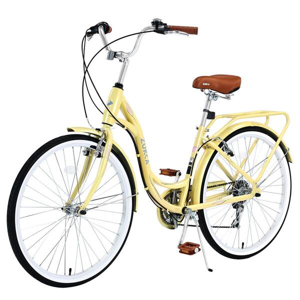 ビーチバイク 24 in. Yellow 7-Speed Steel Frame Beach Cruiser Bike with Dual V