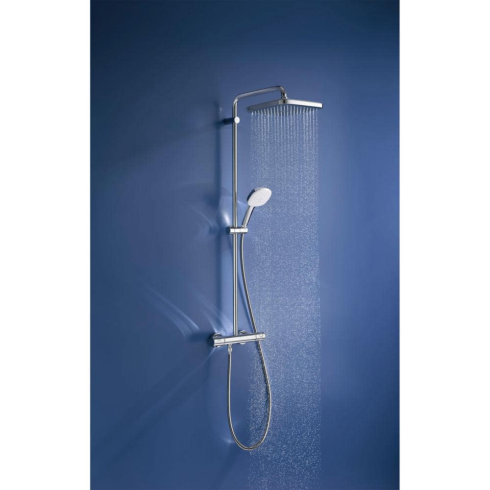 Adjustable Height Chrome Wall Mounted Shower System with Brass Fixtures