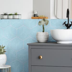 Gaudi Lux Hex Aqua 8-5/8 in. x 9-7/8 in. Porcelain Floor and Wall Take Home Tile Sample