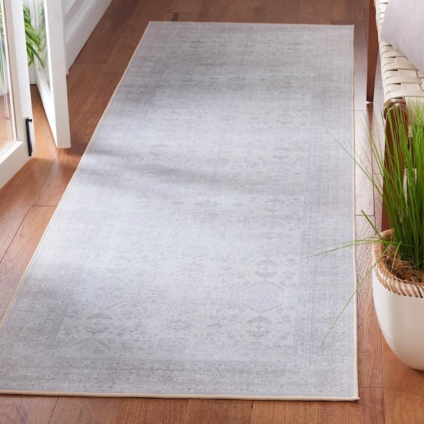 Tucson Beige/Beige 3 ft. x 8 ft. Machine Washable Border Floral Runner Rug