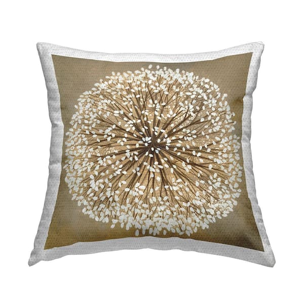 Stupell Industries Modern Tan Dandelion Beige Square Outdoor Throw Pillow