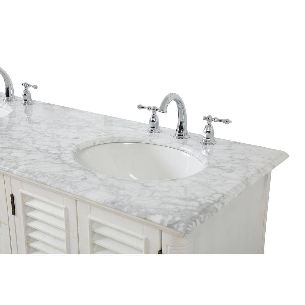 Rhodes 60" Double White Marble Top Bathroom Vanity