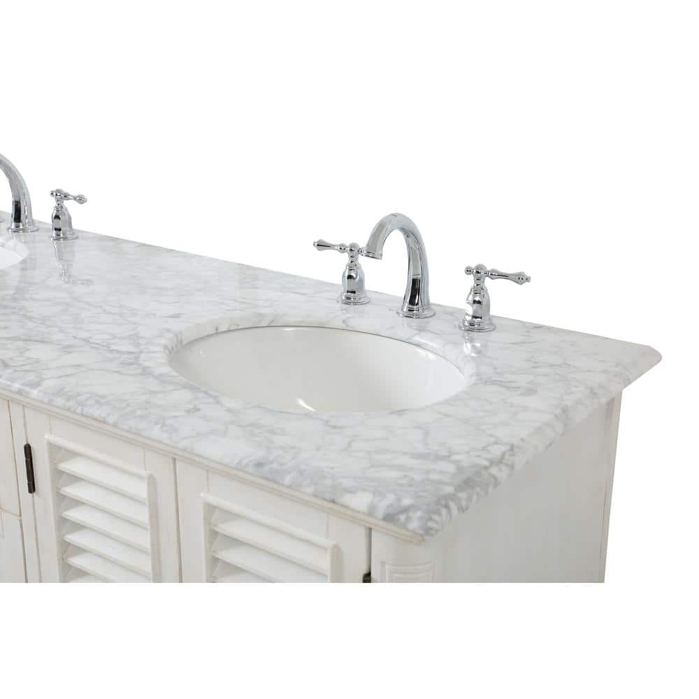 Rhodes 60" Double White Marble Top Bathroom Vanity