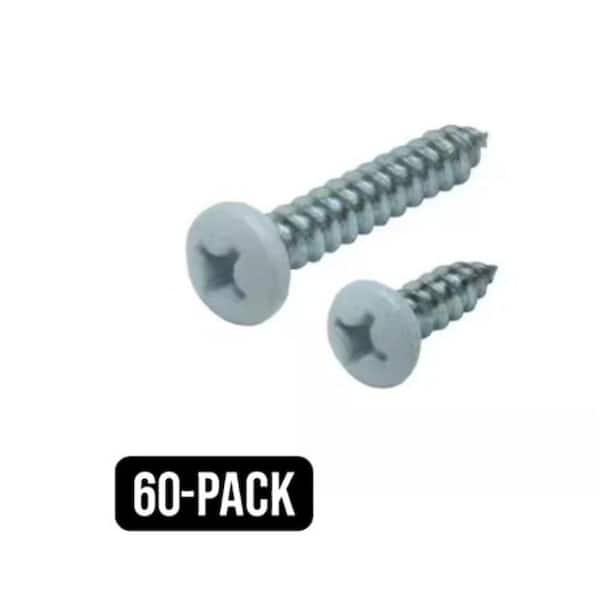 #14 x 1-1/2 in. and #12 x 3/4 in. White Heavy Duty Shelf Bracket Screw Kit (60-Pack)