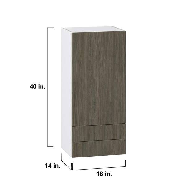 J COLLECTION Medora Textured Slab Walnut Assembled Wall Kitchen Cabinet with 2 Drawers (18 in. W x 40 in. H x 14 in. D)