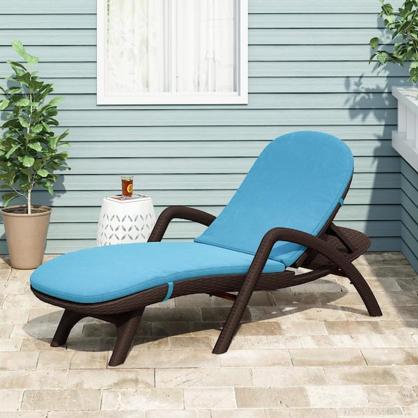 Noble House Nadine Outdoor Fabric Chaise Lounge Cushion in Blue