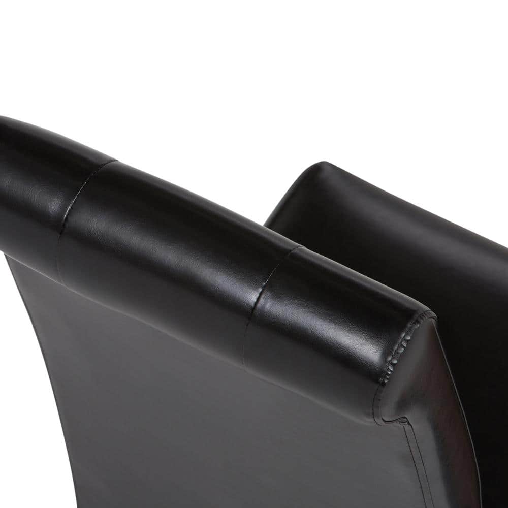 Midnight Black Faux Leather Upholstered Parsons Dining Side Chair