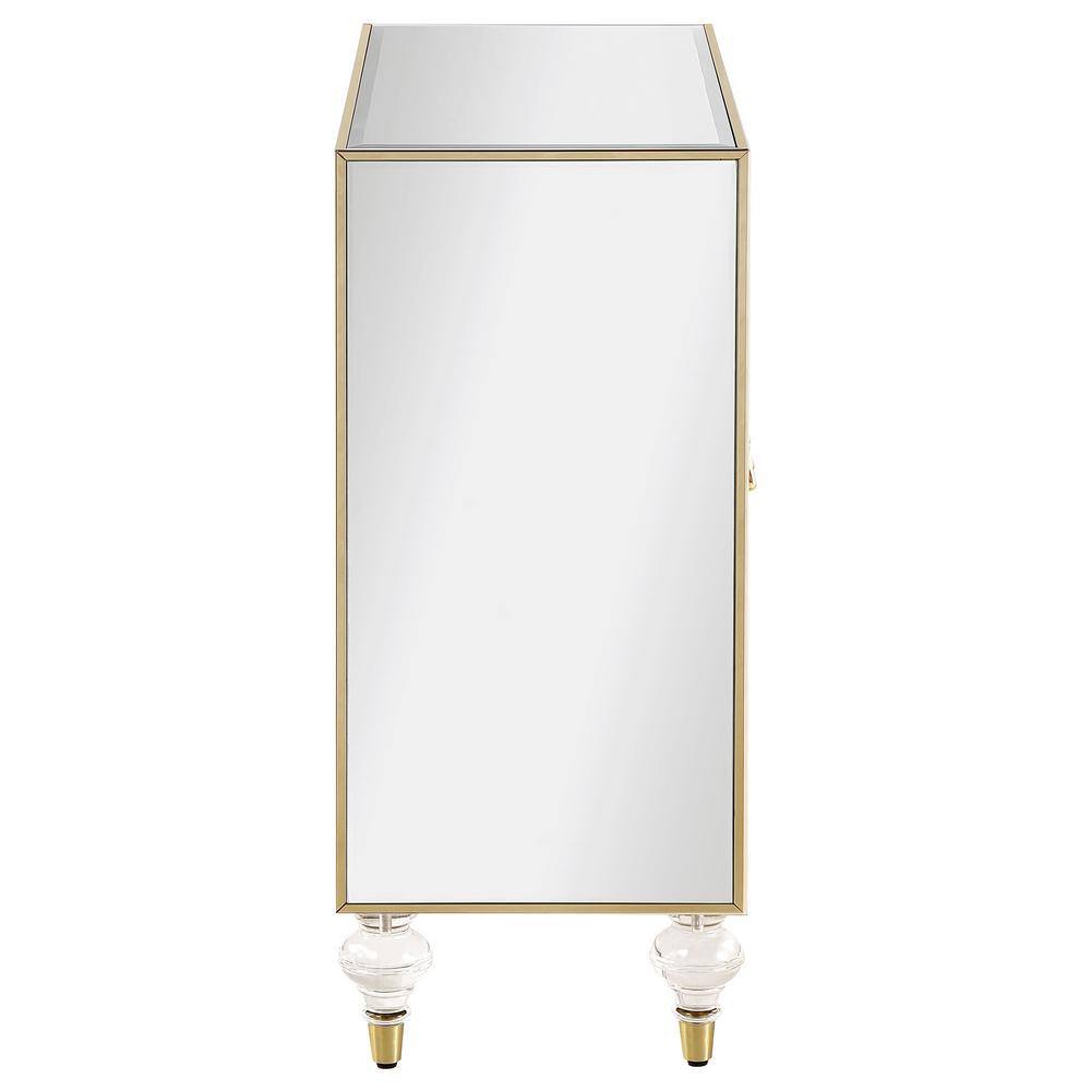 Astilbe 36" Gold and Silver Mirrored Accent Cabinet