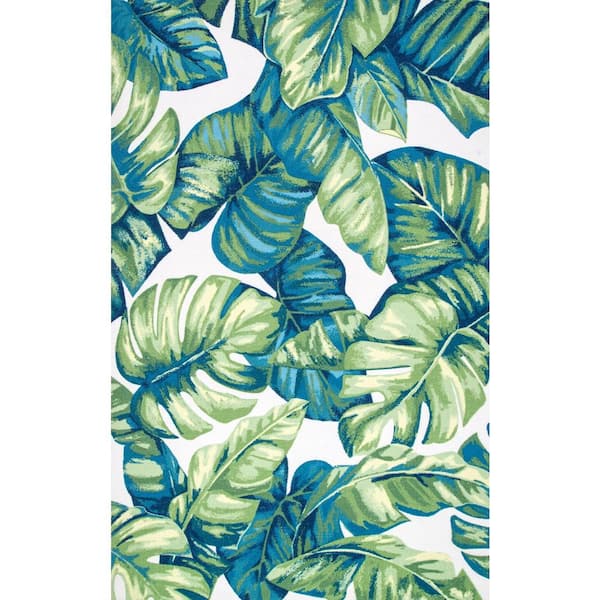 nuLOOM Contemporary Floral Lisa Multi 4 ft. x 4 ft. Indoor/Outdoor Patio Square Area Rug