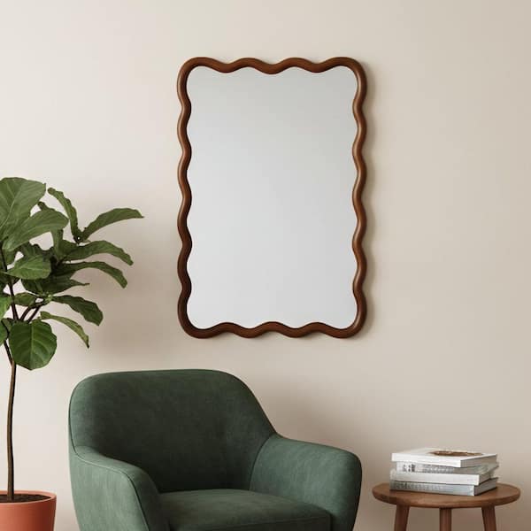 Black Walnut 20 in.W x 30 in.H Wavy Rectangle Wood Frame