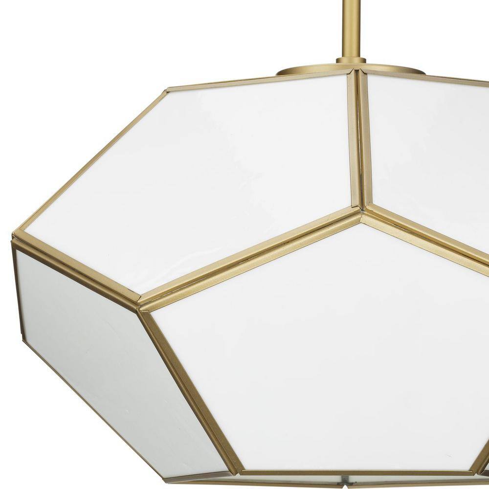 Latham Vintage Gold Geometric Glass Flush Mount Light