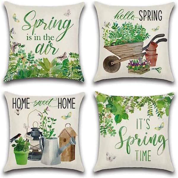 Outdoor Throw Pillow Covers Spring and Green Farm Pattern