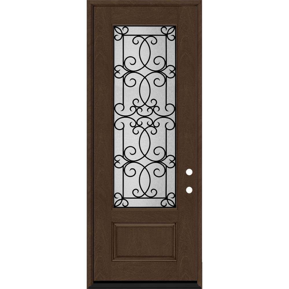 Regency 36 in. x 96 in. 3/4Lite Georgian Decorative Glass LHIS Hickory Mahogany Fiberglass Prehung Front Door price history on PriceWatchPro