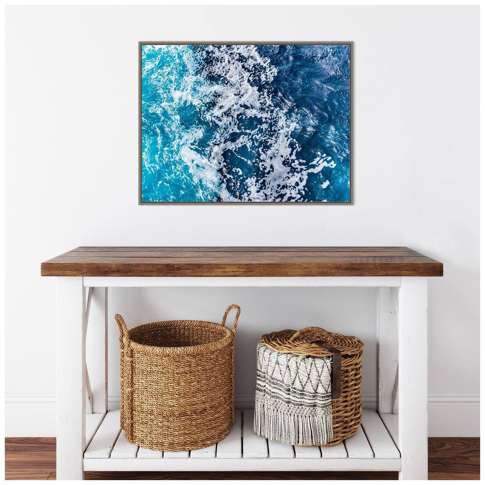 Turbulent Tasman Sea V Abstract Canvas Print with Greywash Frame