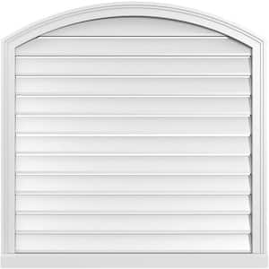 36 in. x 42 in. Arch Top Surface Mount PVC Gable Vent: Decorative with Brickmould Sill Frame